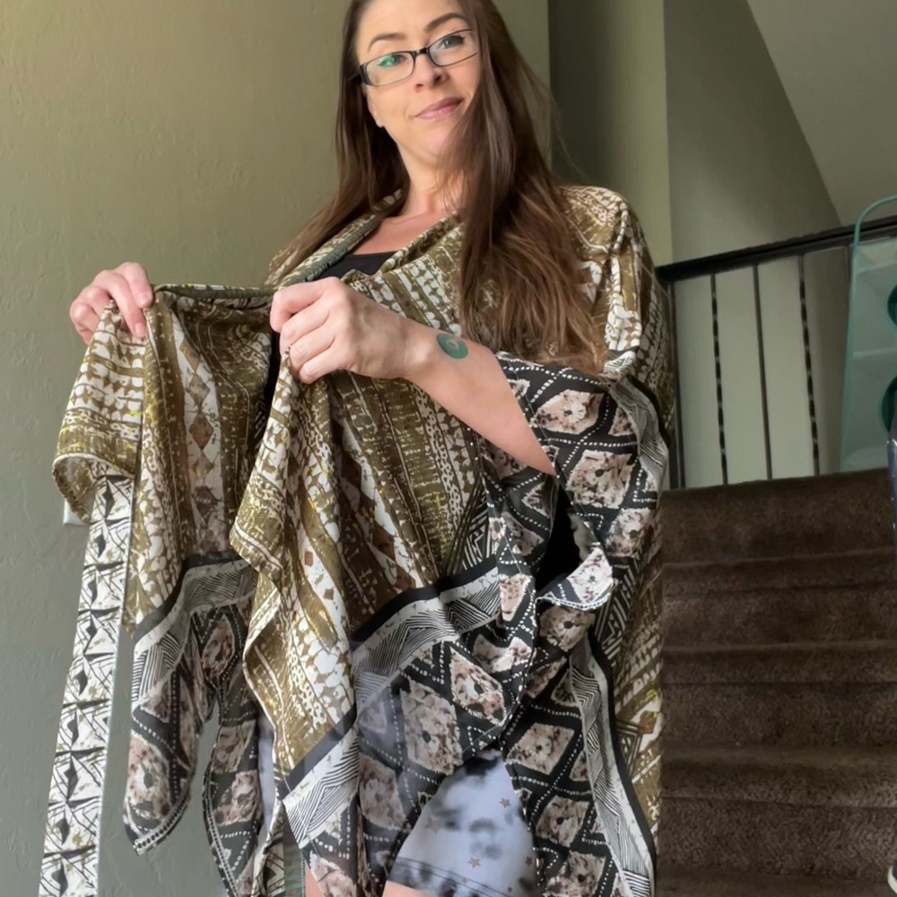 NEW Aztec tie Front kimono 3109 olive HBK362 Brown Black Silky Lightweight Style